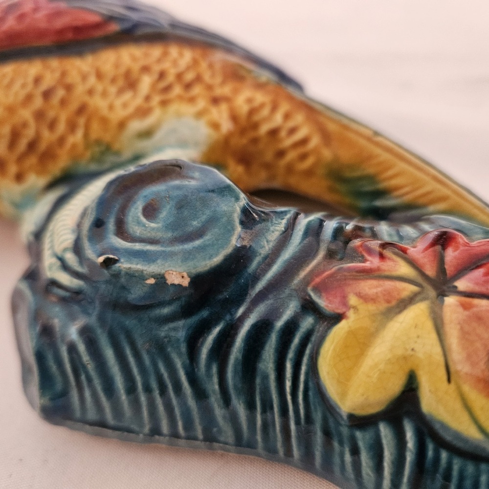 Vintage Colorful Parrot Tree Wall Pocket Planter Japan Ceramic Flower - Picture 10 of 11
